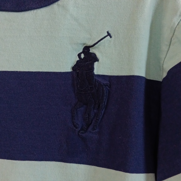 POLO RALPH LAUREN Big Pony Cotton Broad Horizontal Stripes Size 8 Tee - Picture 3 of 8